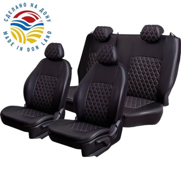 Чехлы Экокожа Турин Ромб на Daewoo Lanos